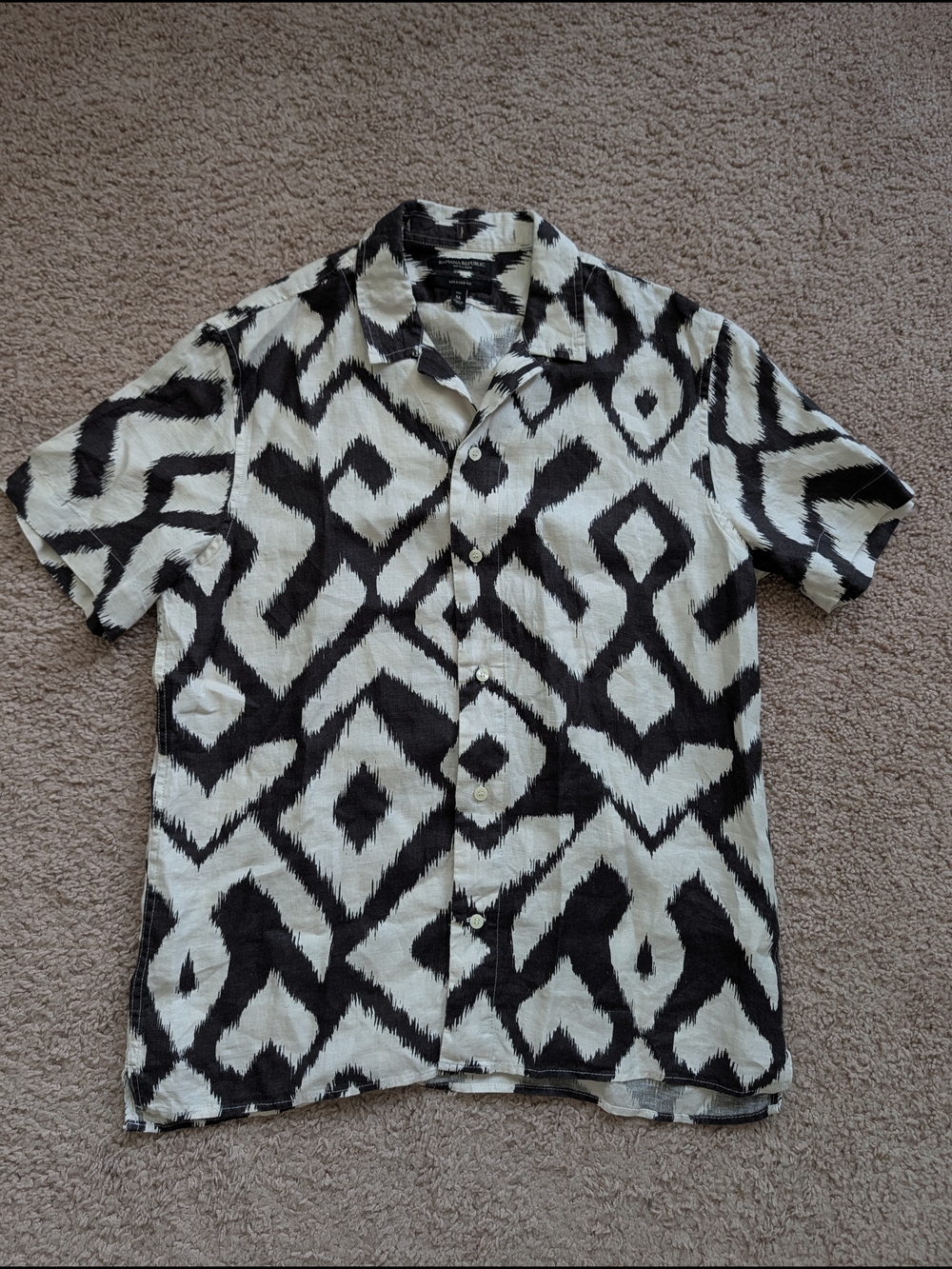 Banana Republic Mens White Button Down Mateo Linen Resort Shirt Size Medium - Picture 4 of 10